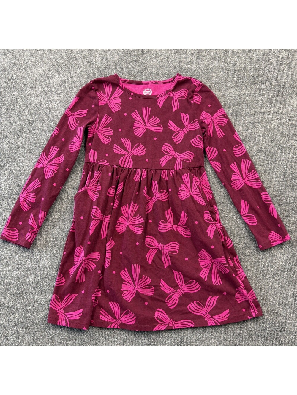 Wonder Nation Girls Dress With Bow Size 7/8 With Pockets Long